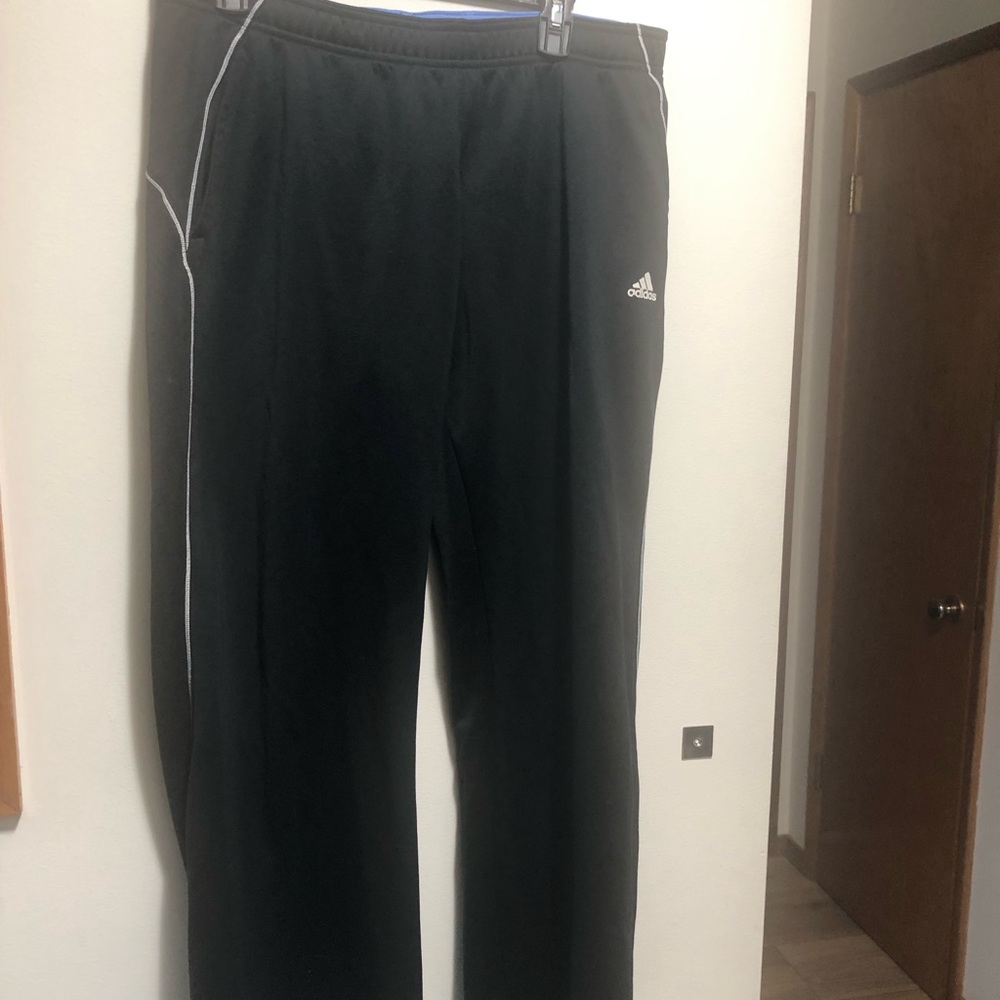 Adidas Climawarm Womens Black Athletic Pants with White Trim Jogger Pant Sz L